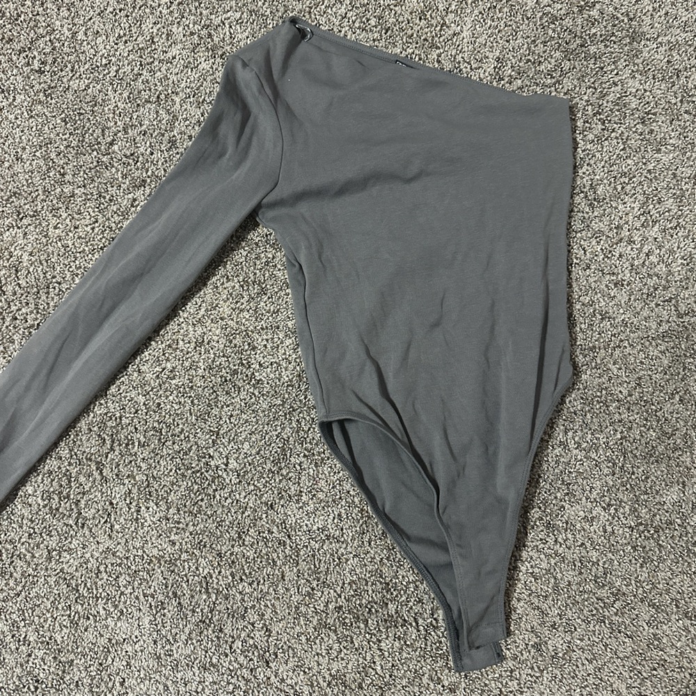 Gray One-Shoulder Bodysuit